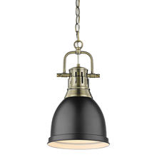 Golden Canada 3602-S AB-BLK - Duncan Small Pendant with Chain in Aged Brass with Matte Black