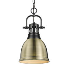 Golden Canada 3602-S BLK-AB - Duncan Small Pendant with Chain in Matte Black with Aged Brass