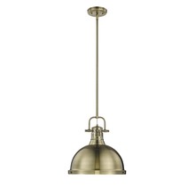 Golden Canada 3604-L AB-AB - Duncan 1 Light Pendant with Rod in Aged Brass with an Aged Brass Shade