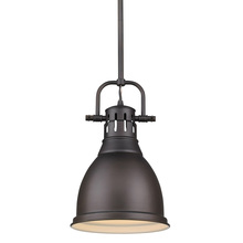 Golden Canada 3604-S RBZ-RBZ - Duncan Small Pendant with Rod in Rubbed Bronze with a Rubbed Bronze Shade