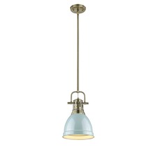 Golden Canada 3604-S AB-SF - Duncan Small Pendant with Rod in Aged Brass with Seafoam