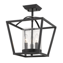 Golden Canada 4309-SF BLK-BLK-SD - Mercer Semi-Flush in Matte Black with Matte Black accents and Seeded Glass