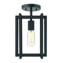 Golden Canada 6070-1SF BLK-BLK - Tribeca 1-Light Semi-Flush in Matte Black with Matte Black Accents