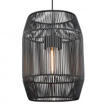 Golden Canada 6073-O1P NB-BCW - Seabrooke 1 Light Pendant - Outdoor in Natural Black with Black Composite Wicker Shade