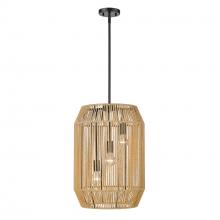 Golden Canada 6076-3P BLK-NR - Marlee 3 Light Pendant in Matte Black with Natural Raphia Rope Shade