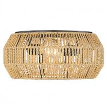 Golden Canada 6076-FM BLK-NR - Marlee Flush Mount in Matte Black with Natural Raphia Rope Shade