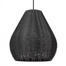 Golden Canada 6084-O1P NB-MBW - Melany 1 Light Pendant - Outdoor in Natural Black with Matte Black Wicker Shade