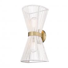 Golden Canada 6938-2W BCB-WR - Avon BCB 2 Light Wall Sconce in Brushed Champagne Bronze with Bleached White Raphia Rope Shade