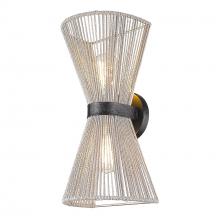 Golden Canada 6938-2W BLK-BR - Avon 2-Light Wall Sconce in Matte Black with Bleached Raphia Rope