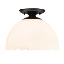 Golden Canada 6954-SF BLK-OP - Dorinda BLK Semi-Flush in Matte Black with Opal Shade