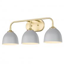 Golden Canada 6956-BA3 OG-MGY - Zoey 3-Light Bath Vanity in Olympic Gold with Matte Gray Shade