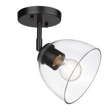 Golden Canada 6958-SF BLK-BLK-CLR - Roxie Semi-Flush in Matte Black with Matte Black Accents and Clear Glass Shade