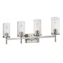 Golden Canada 7011-BA4 PW-CLR - Winslett 4-Light Bath Vanity in Pewter with Ribbed Clear Glass Shades