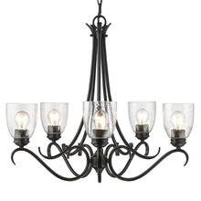 Golden Canada 8001-5 BLK-SD - Parrish 5 Light Chandelier in Matte Black with Seeded Glass