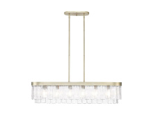Golden Canada 1768-LP WG-HWG - Ciara 6-Light Linear Pendant in White Gold with Hammered Water Glass
