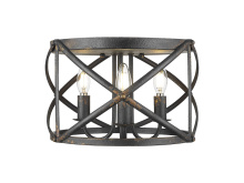 Golden Canada 0890-FM ABI - Alcott 2 Light Flush Mount in Antique Black Iron with No Shade