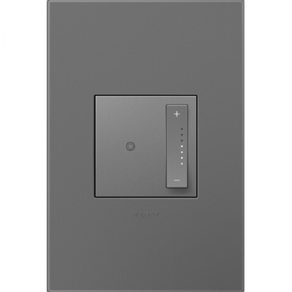 adorne? sofTap Tru-Universal Dimmer with Magnesium Wall Plate, Magnesium