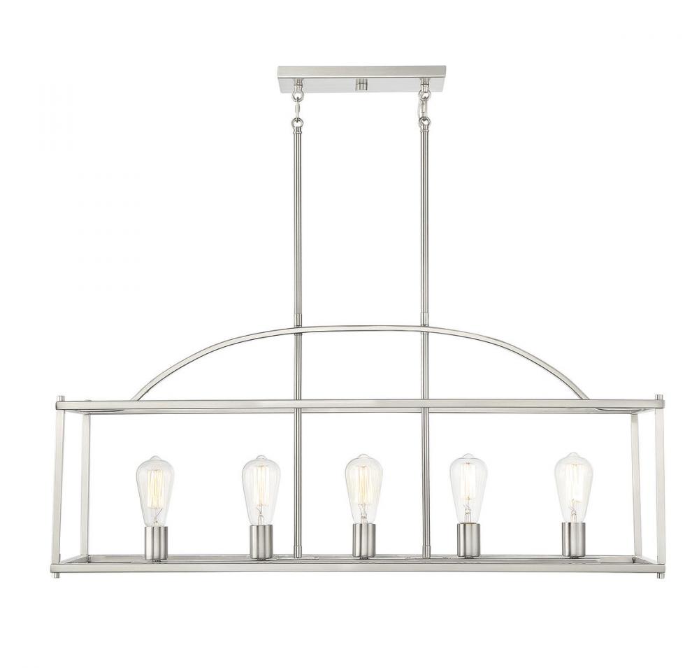 Palladian 5-Light Linear Chandelier in Satin Nickel