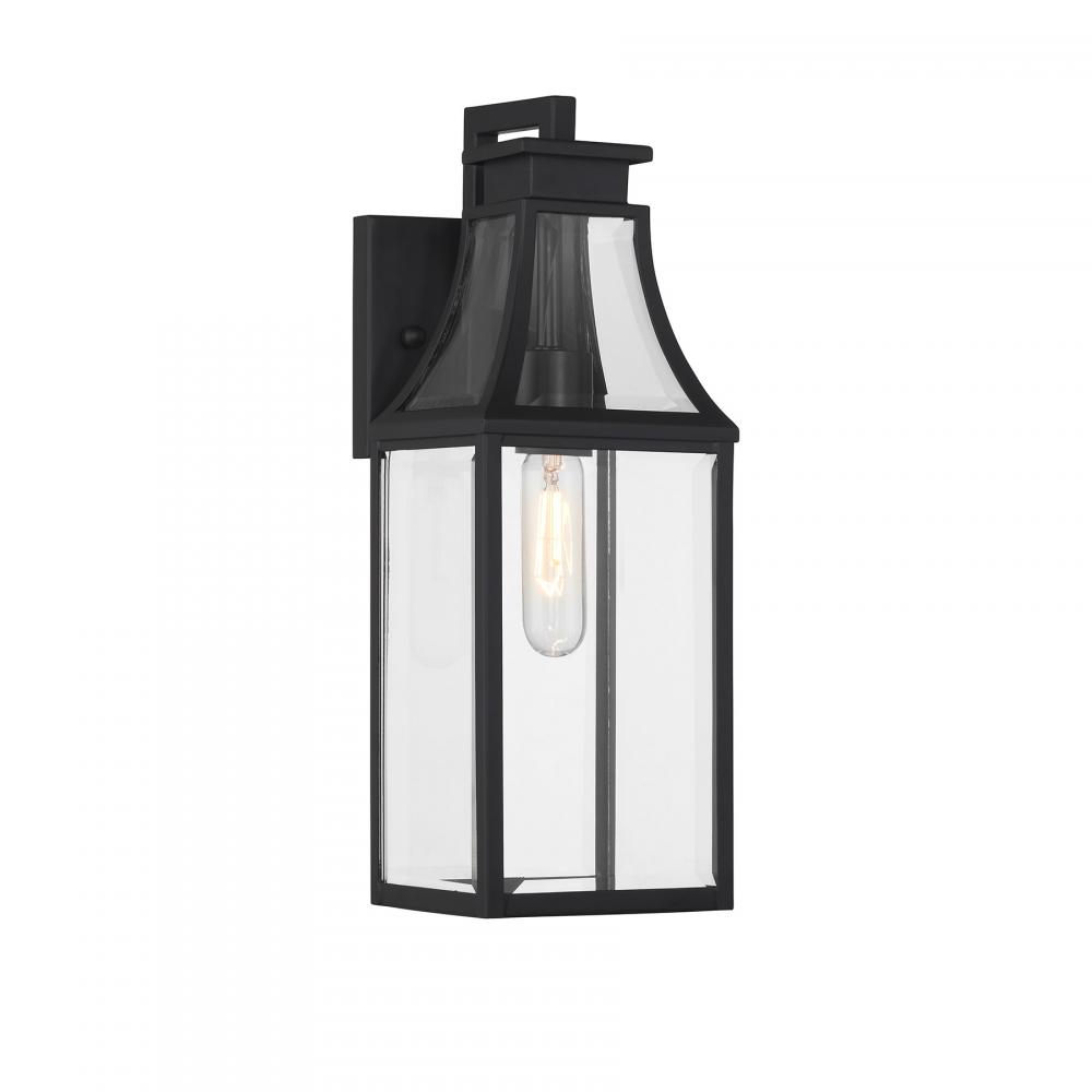 Emery 1-Light Outdoor Wall Lantern in Matte Black