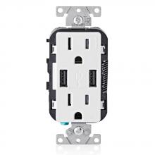 Leviton T5632-W - 5-15R USB COMBINATION RECEPT WHITE