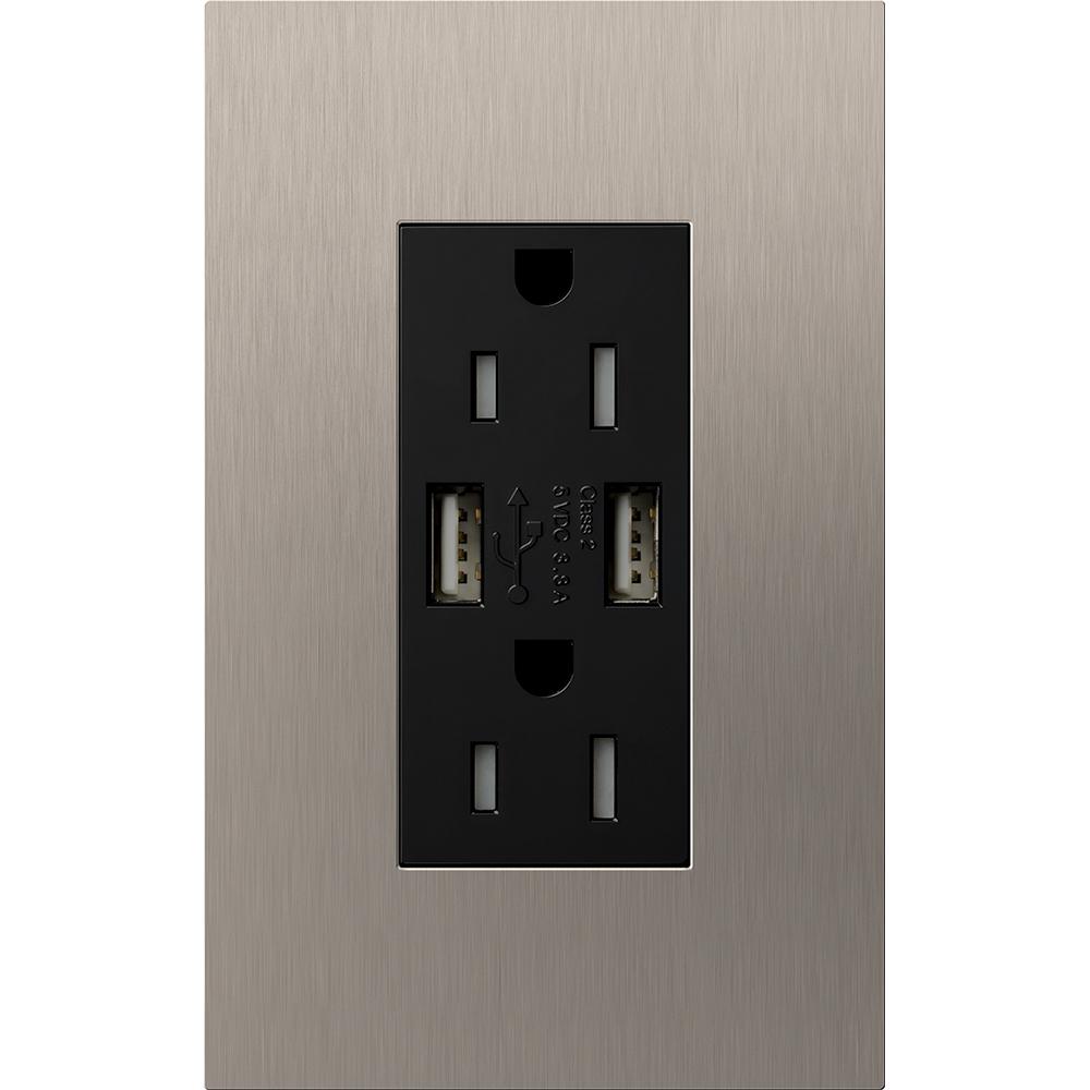 DUPLEX 15A TR DUAL USB RECEPTACLE SN FP