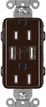 Lutron Electronics CAR-15-UBTR-BR - CA 15A USB TAMPER RESIST BROWN