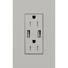 Lutron Electronics LTR-F15-UBTR-GR - DUPLEX 15A TR DUAL USB RECEPTACLE GR FP