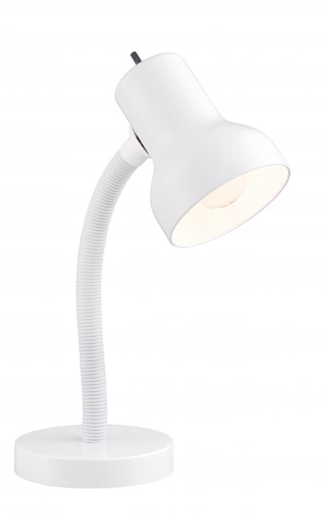 Goose Neck Desk Lamp; GU24 Bulb Base; White Finish