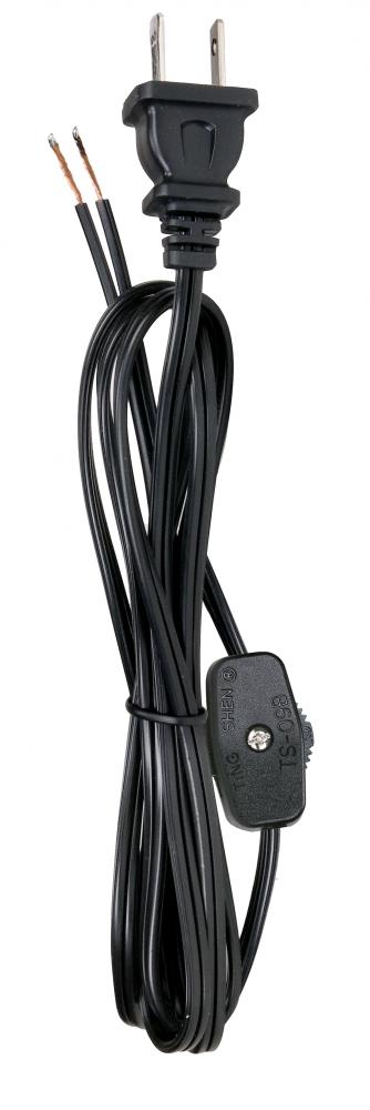 6 Foot 18/2 SPT-1 105C Cord Set; Black Finish; 24" Hank; 200 Carton; Molded Polarized Plug;