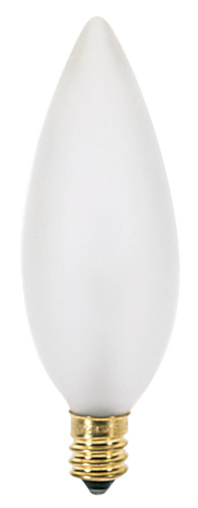 60 Watt B10 Incandescent; Frost; 2500 Average rated hours; 642 Lumens; Candelabra base; 130 Volt;