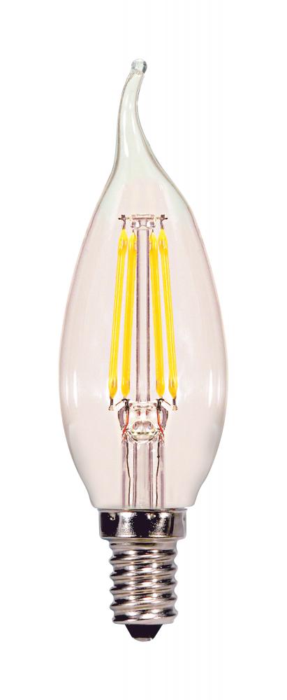 4.5 Watt CA10 LED; Clear; Candelabra base; 2700K; 120 Volt; 2-Card