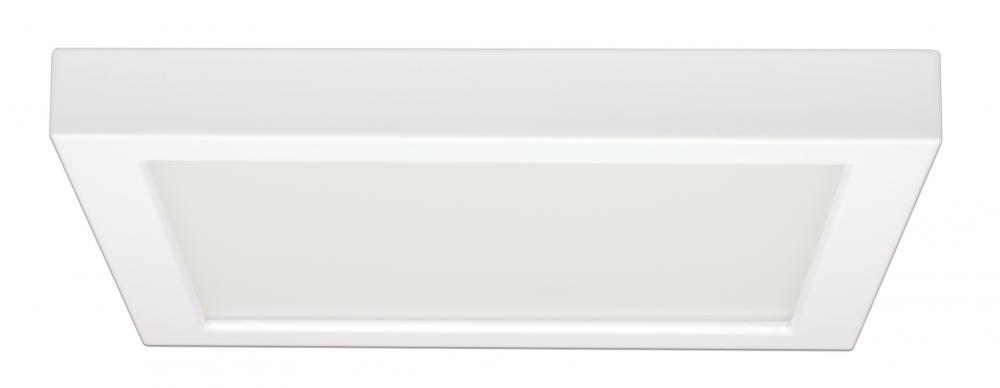 18.5 watt; 9" Flush Mount LED Fixture; 3000K; Square Shape; White Finish; 120 volts