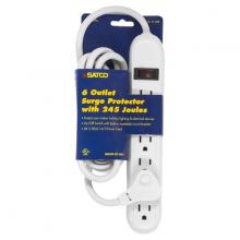 Satco Products Inc. 91/229 - 6 Outlet Standard Surge Strip With Flat Plug; 6 Foot Cord; 14/3 SJT; Indoor Use Only; 245 Joules;