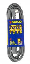 Satco Products Inc. 93/5004 - 15 Foot Gray Heavy Duty Air Conditioner/Appliance Cord; 14/3 Ga. SPT-3 Gray Cord With Sleeve;