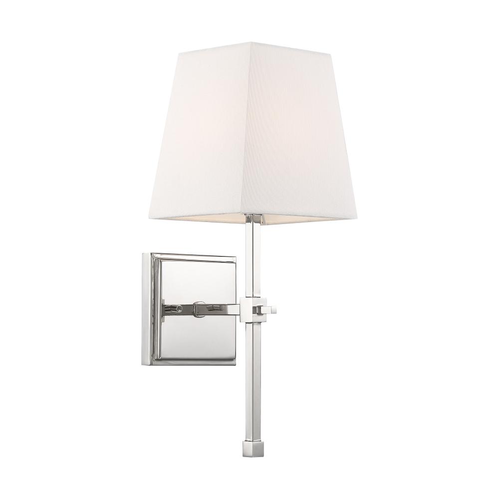 Highline - 1 Light Vanity - with White Linen Shade - Polished Nickel Finish