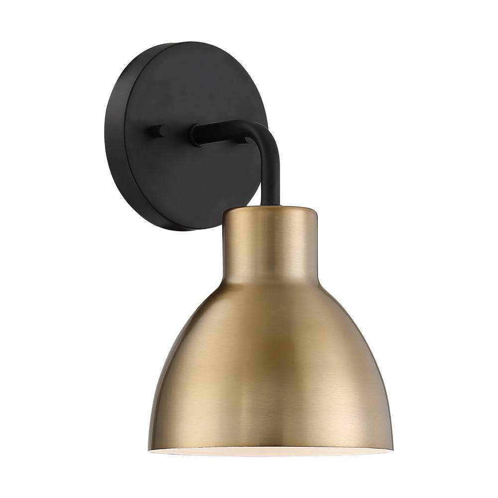 Sloan - 1 Light Vanity - Matte Black and Burnished Brass Finish