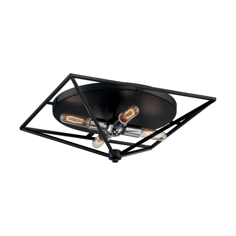 Legend - 4 Light Flush Mount with- Black and Polished Nickel Finish