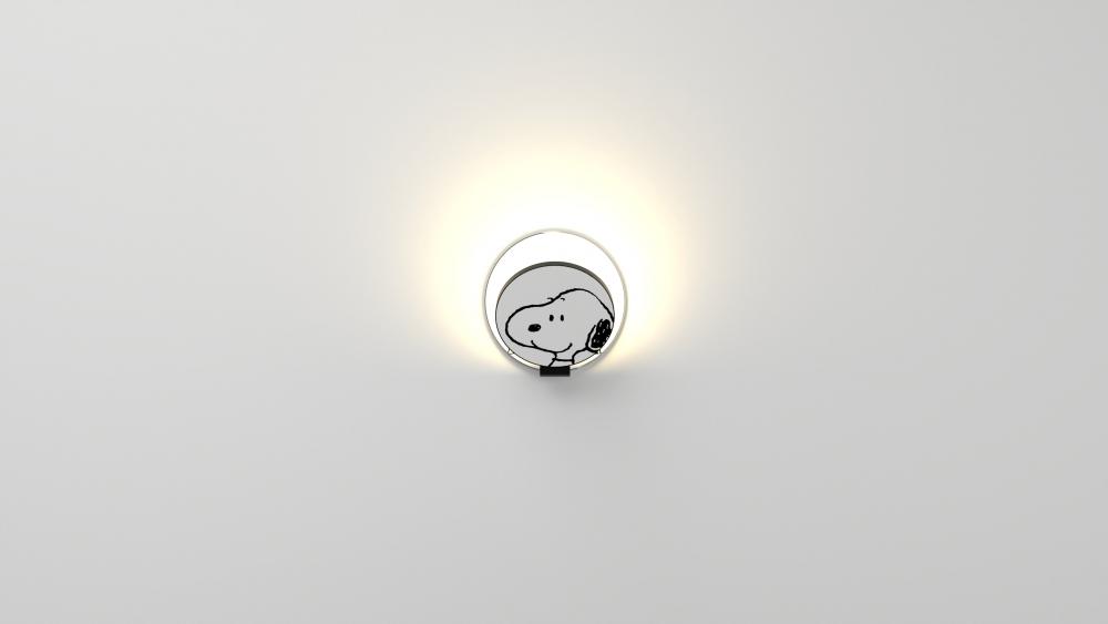 Peanuts® Gravy Wall Sconce - Metallic Black body, Snoopy plates - Plug-in