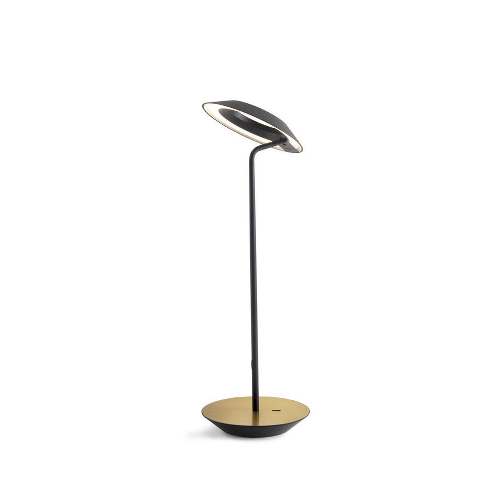 Royyo Desk Lamp, Matte Black body, Brushed Brass base plate