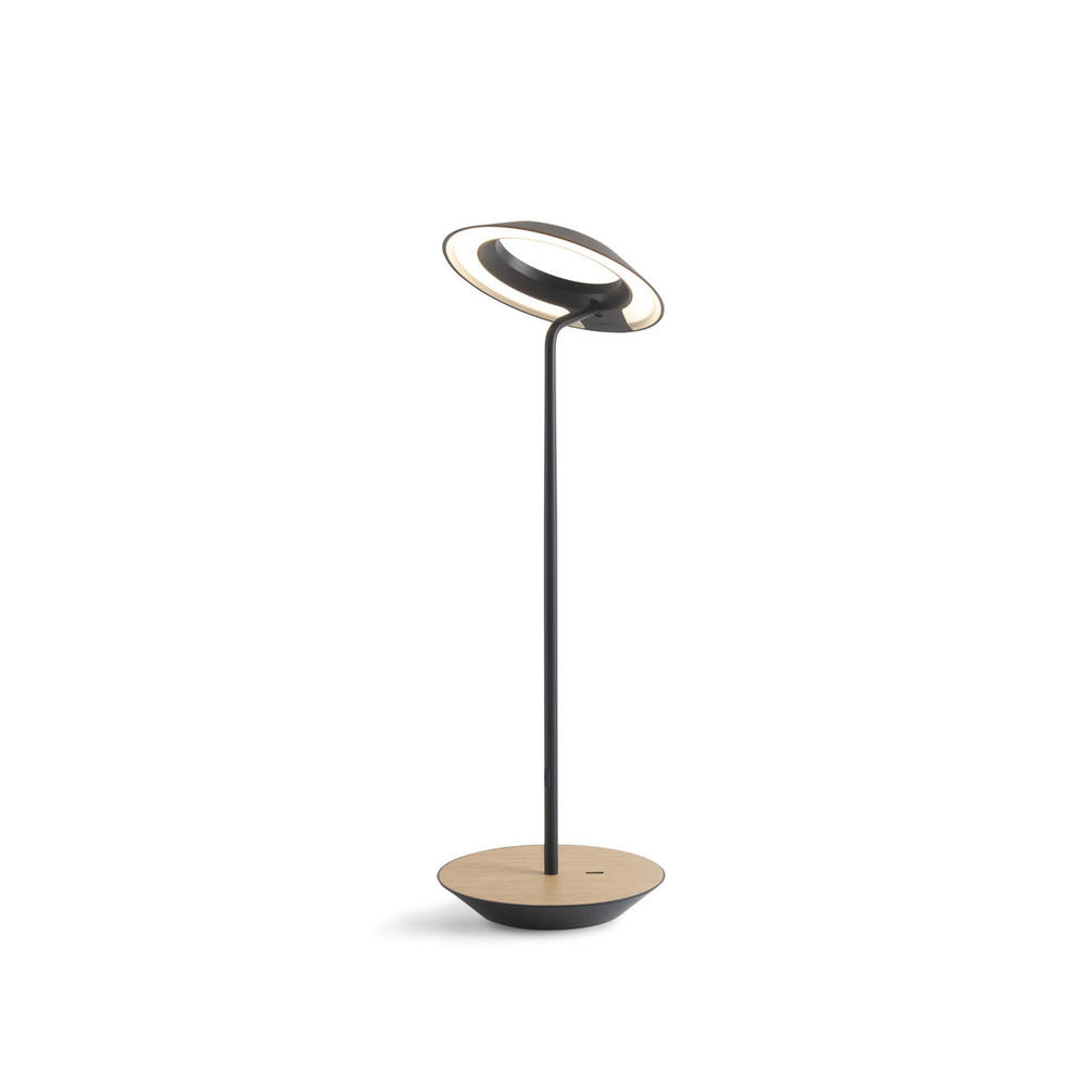 Royyo Desk Lamp, Matte Black body, White Oak base plate