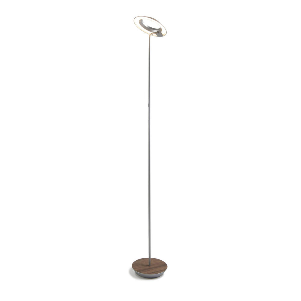 Royyo Floor Lamp, Silver Body, Oiled Walnut base plate