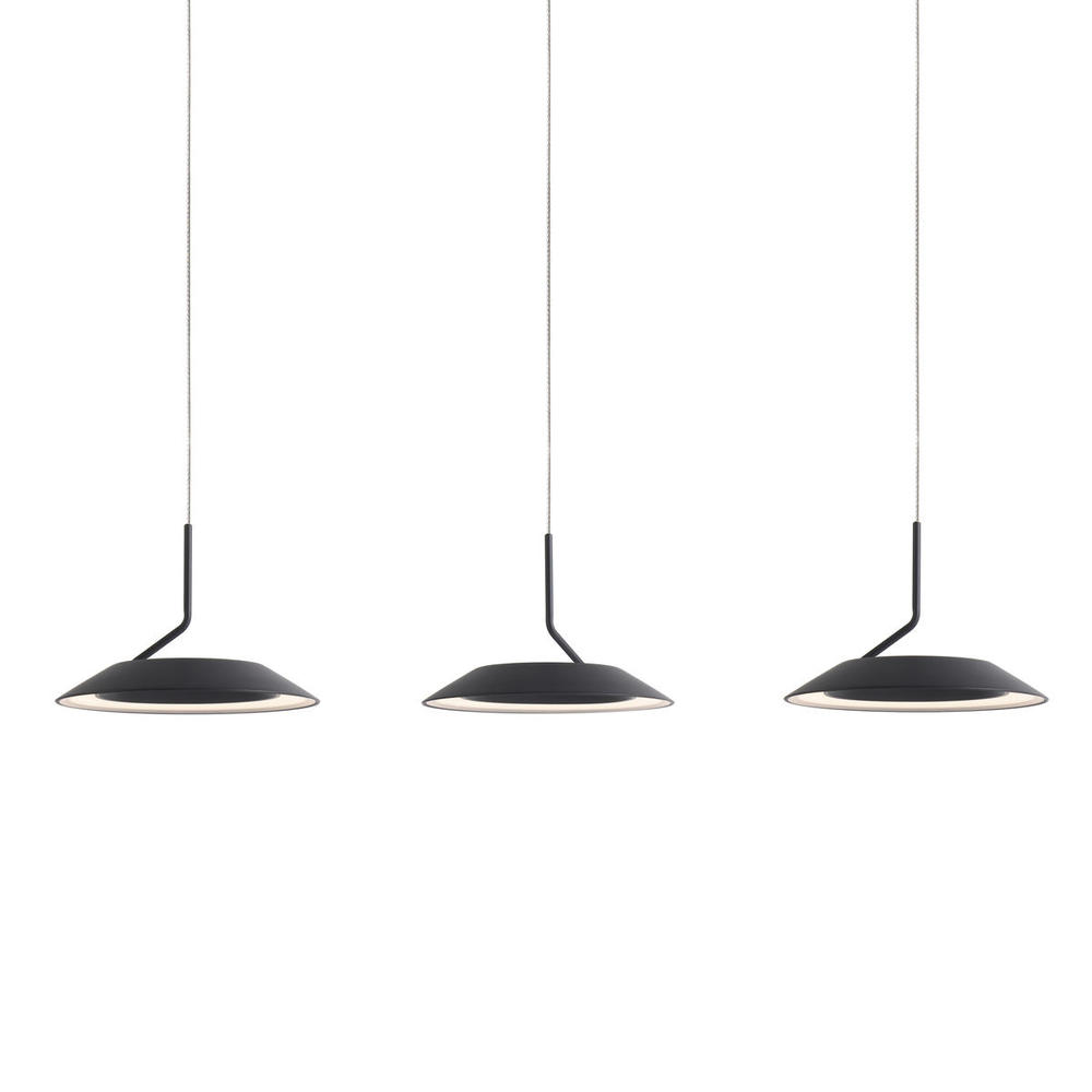 Royyo Pendant (linear with 3 pendants), Matte Black, Matte Black Canopy