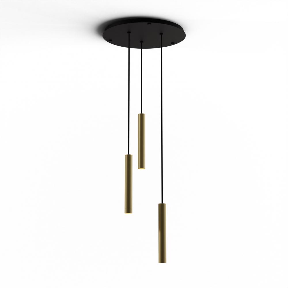 Combi Pendant 12" Circular 3 Combo Brass with Matte Black Canopy, Suspension / Flush Mount 2-in-