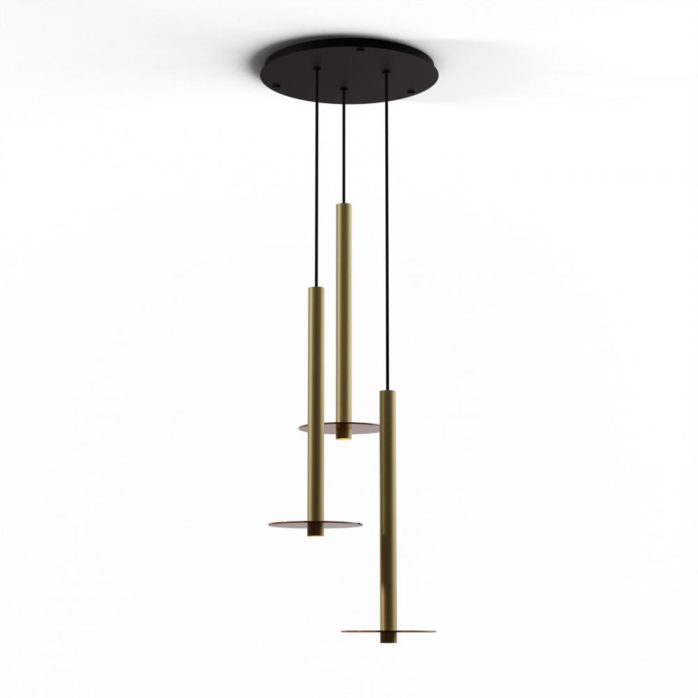 Combi Pendant 24" Circular 3 Combo Brass with Matte Black Canopy