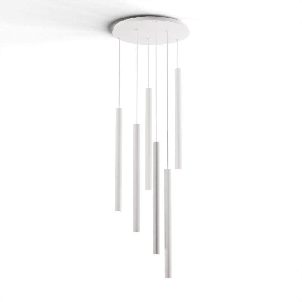 Combi Pendant 24" Circular 6 Combo Matte White with Matte White Canopy