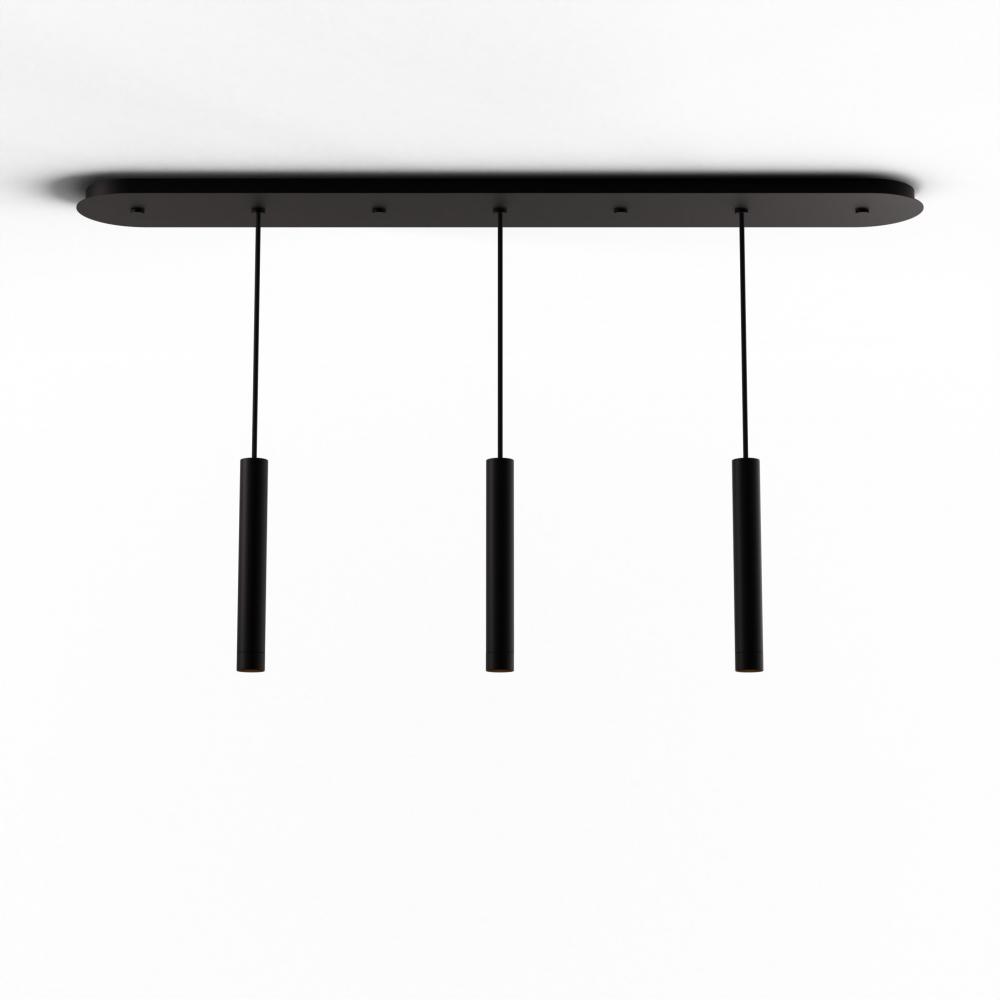 Combi Pendant 12" Linear 3 Combo Matte Black with Matte Black Canopy