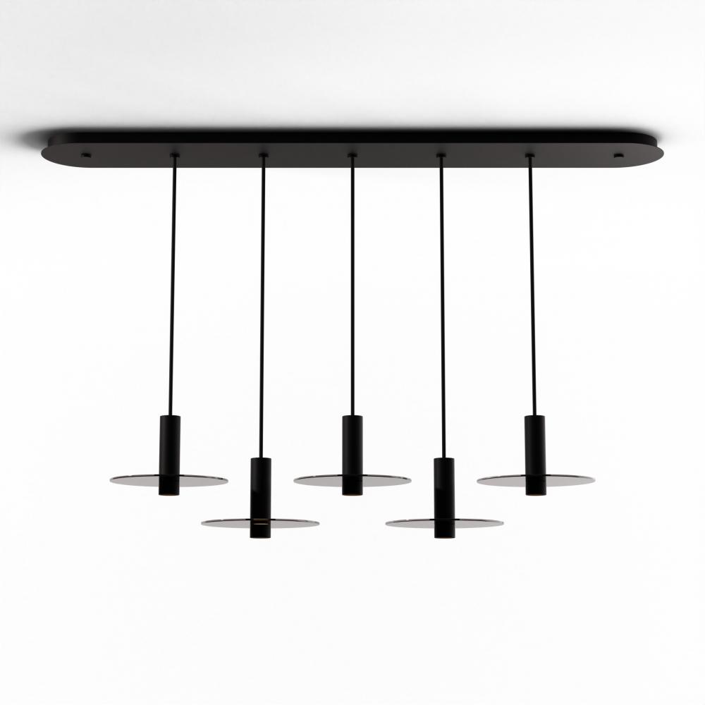 Combi Pendant 6" Linear 5 Combo Matte Black with Matte Black Canopy