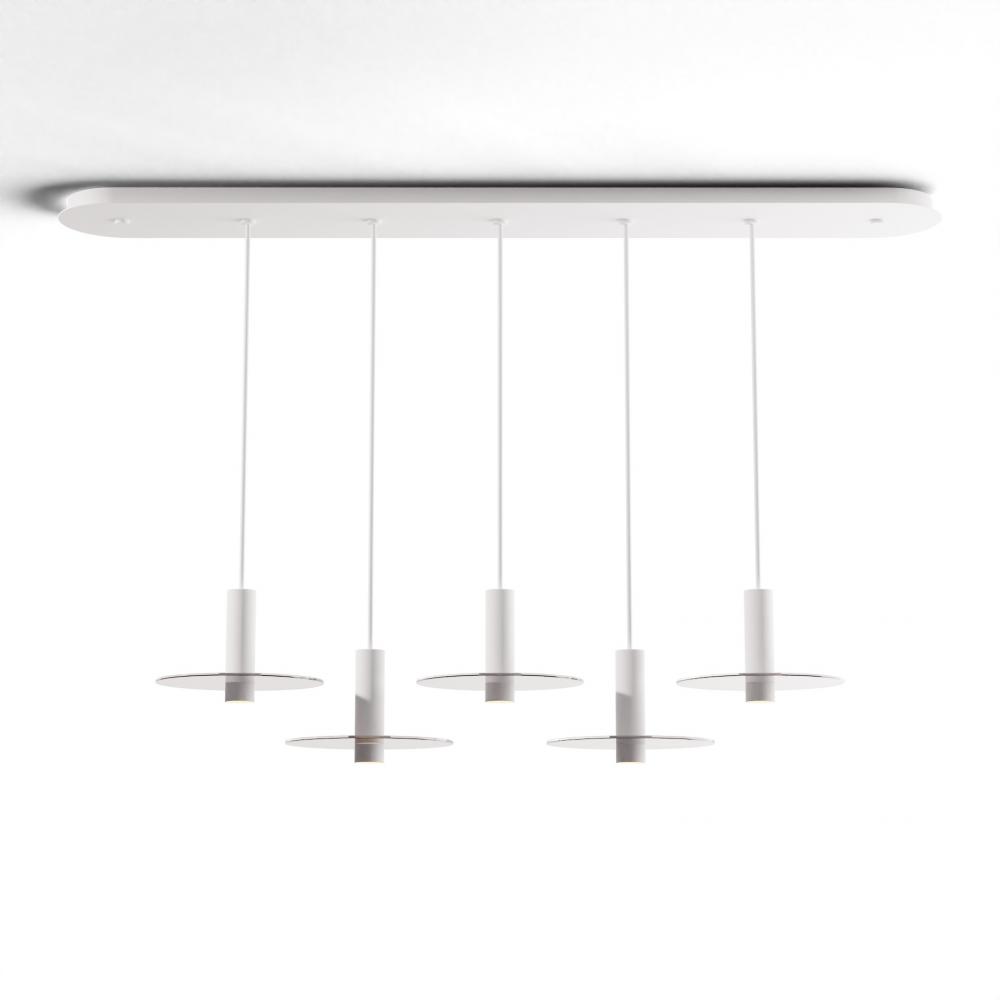 Combi Pendant 6" Linear 5 Combo Matte White with Matte White Canopy