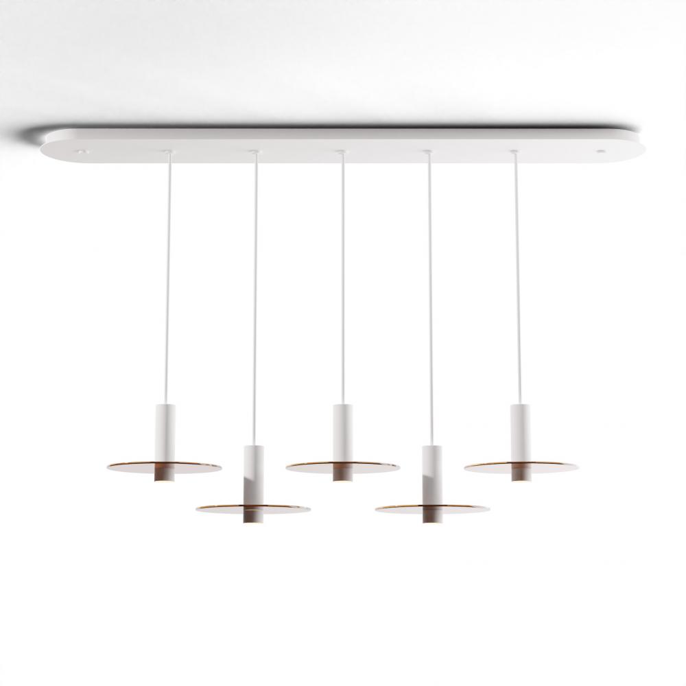 Combi Pendant 6" Linear 5 Combo Matte White with Matte White Canopy