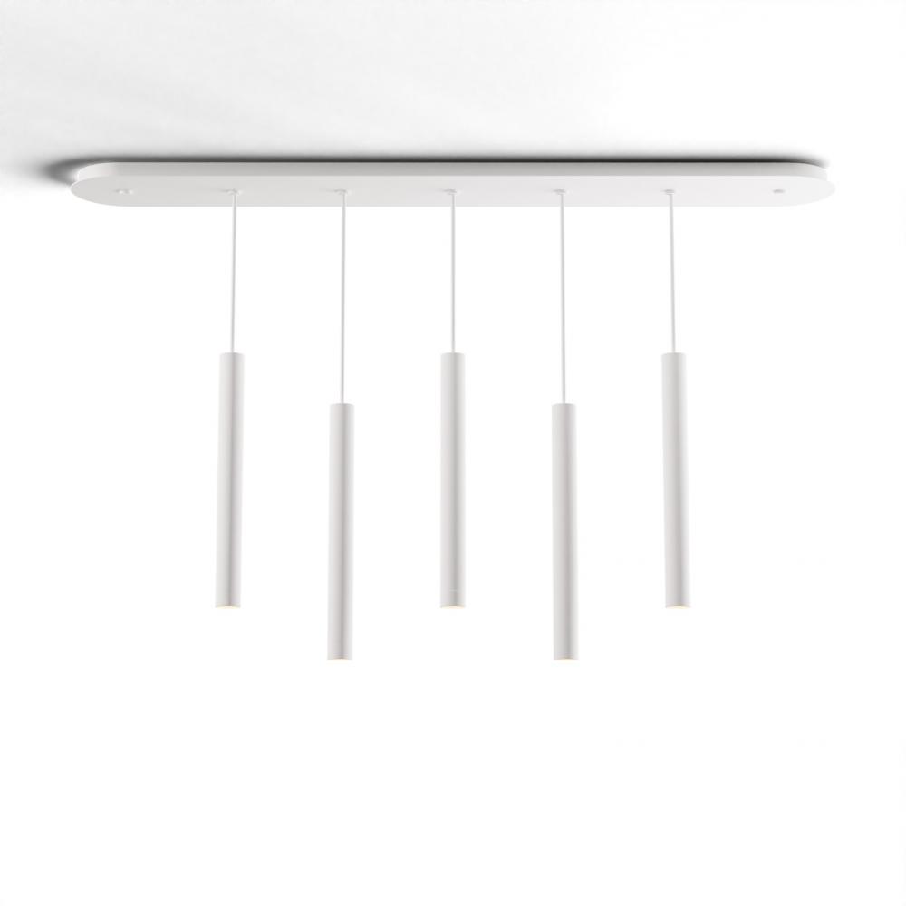 Combi Pendant 16" Linear 5 Combo Matte White with Matte White Canopy